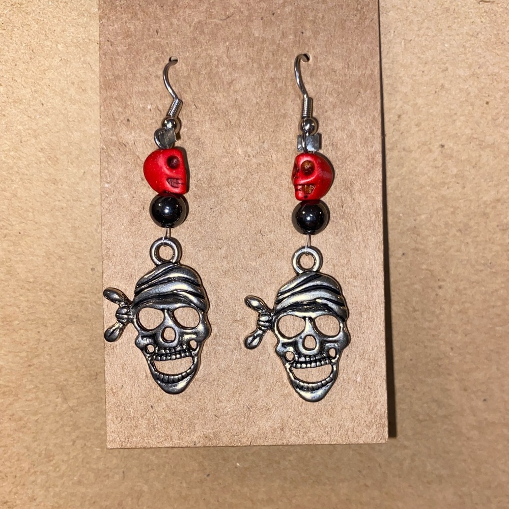 ☀️3/$9☀️ Handmade Pirate and Skull Earrings